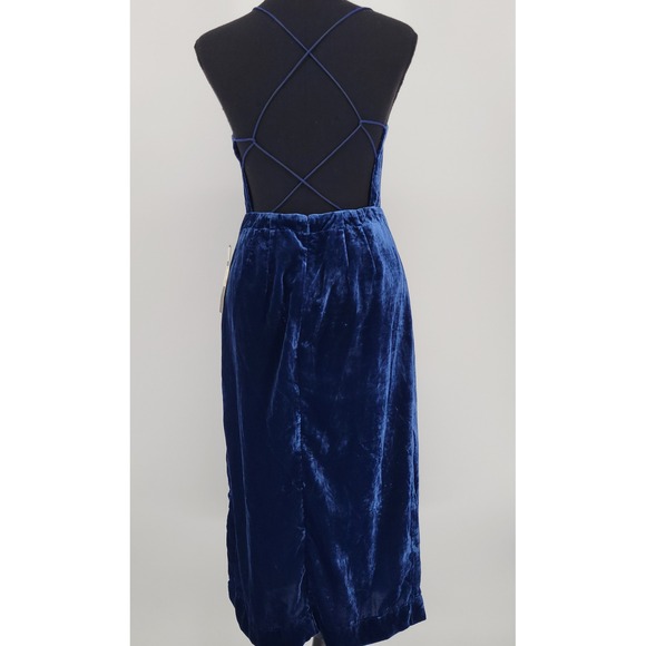 Anthropologie Sapphire Velvet Slip Midi Dress - Picture 3 of 8